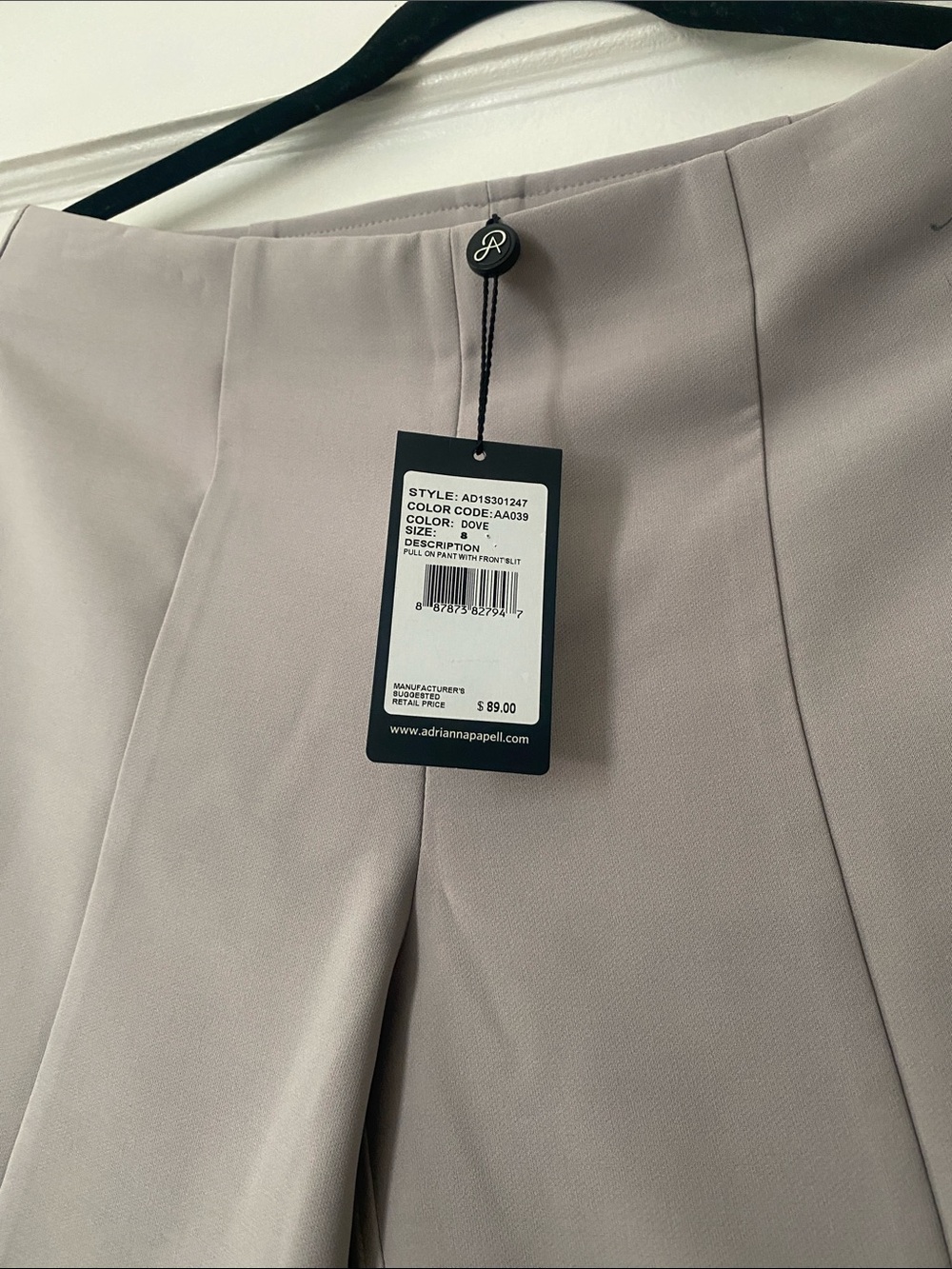Adrianna Papell Slim Cropped Dress Pants in Light Taupe - Picture 2 of 6